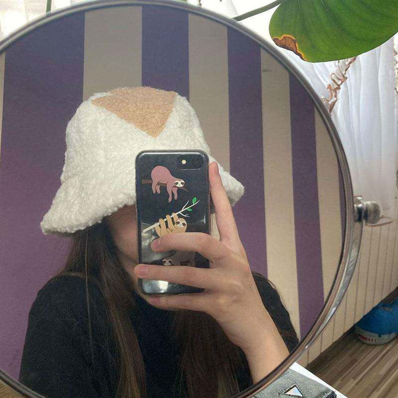 Lamb Wool Appa Bucket Hat Winter Warm Fishing Caps Faux Fur