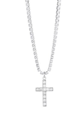 十字项链架嘻哈满钻欧美吊坠男女链钛钢说唱镶钻马锆石同款思唯男