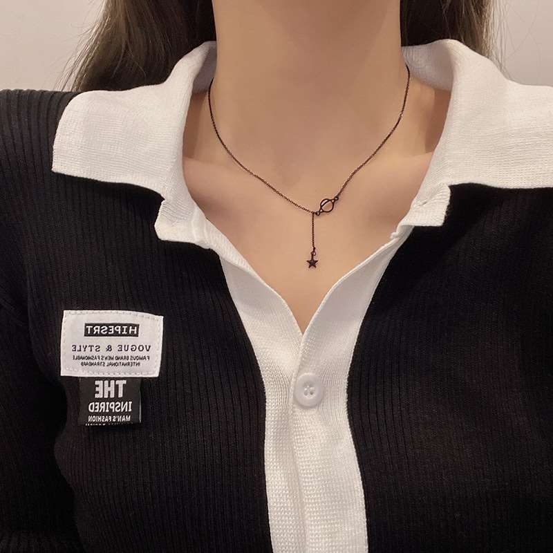 Dark department niche design sense star and moon necklace fe