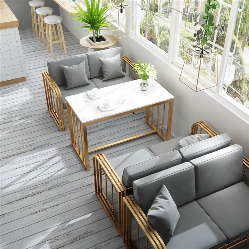 北欧布艺沙发小户型奶茶店咖啡厅西餐厅办公卡座沙发桌椅组合双人