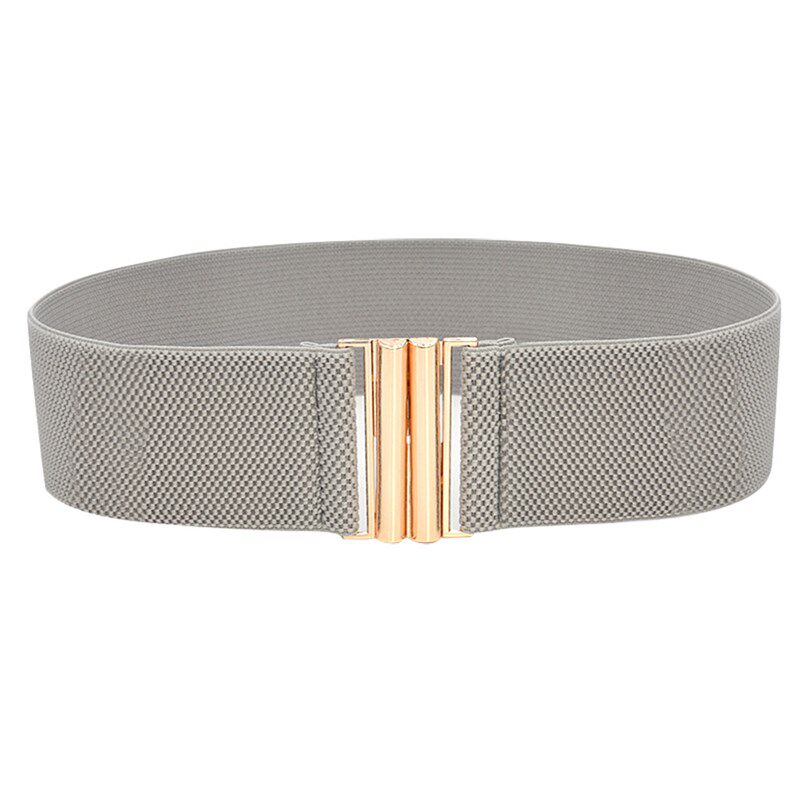 Wide Elastic Belt Solid Color Corset Belt Metal Buckle Lady