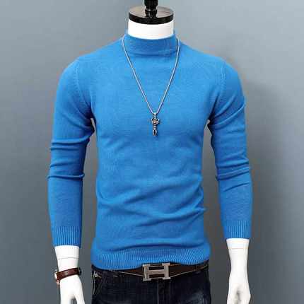 New Men Autumn Winter Korean Pure Half Turtleneck Pullover M
