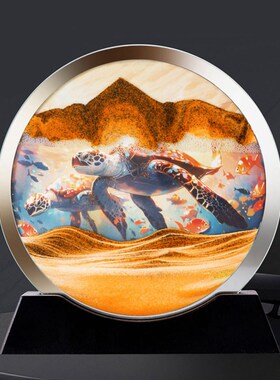 好货新款创意双面流沙画摆件七彩3d立体动态沙漏解压绝美山水客厅