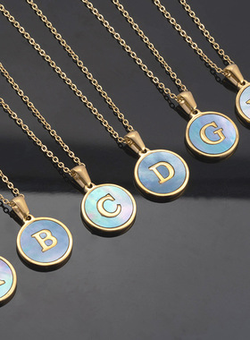 K gold stainless steel letter pendant titanium steel A-Z ro