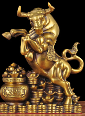 极速纯铜聚宝盆牛摆件招财工艺品家居客厅玄关装饰公司办公室开业