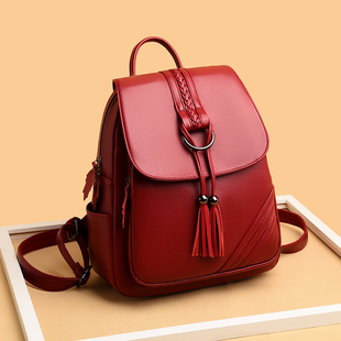 Designer High Quality Tassel Leather Backpacks Soft Women