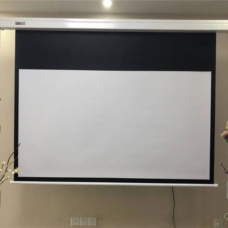 ZVVO 100 120寸投影幕布4K高清电动遥控幕布投影机仪幕布3D幕16:9