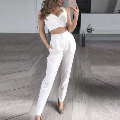 Woman Vintage Black Slim Fit Blazer 3 Pcs Suit Autumn Elegan