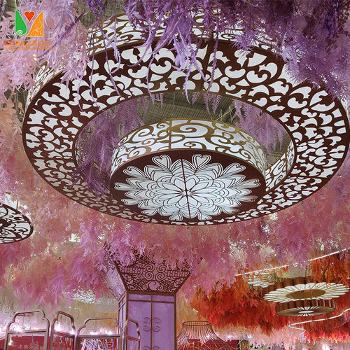 极速婚庆道具同心圆灯箱空中吊顶铁艺雕花圆婚礼堂酒店装饰改造道