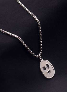 Frigid wind ghost face titanium steel necklace ins hip-hop p