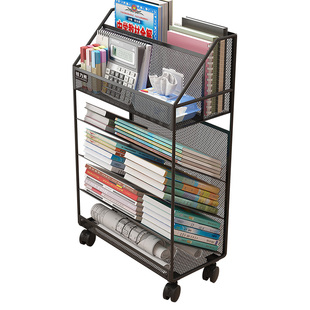 办公室工位文件柜桌面收纳盒书桌下书架落地桌旁可移动带轮置物架