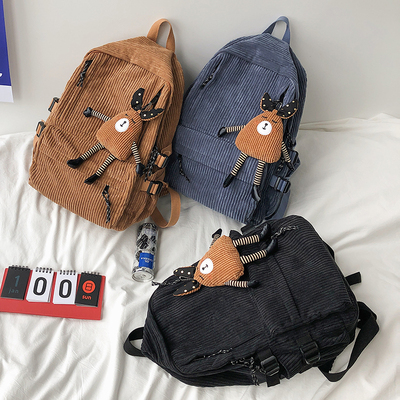 Vintage Corduroy Anti-Theft Backpack Fashion Women Backpack