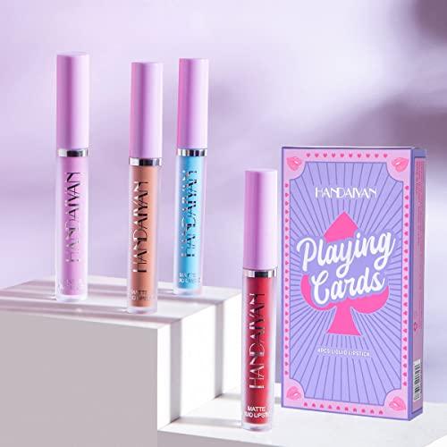 4Pcs Matte Liquid Lipstick Makeup Set Kit  Long Lasting Wate
