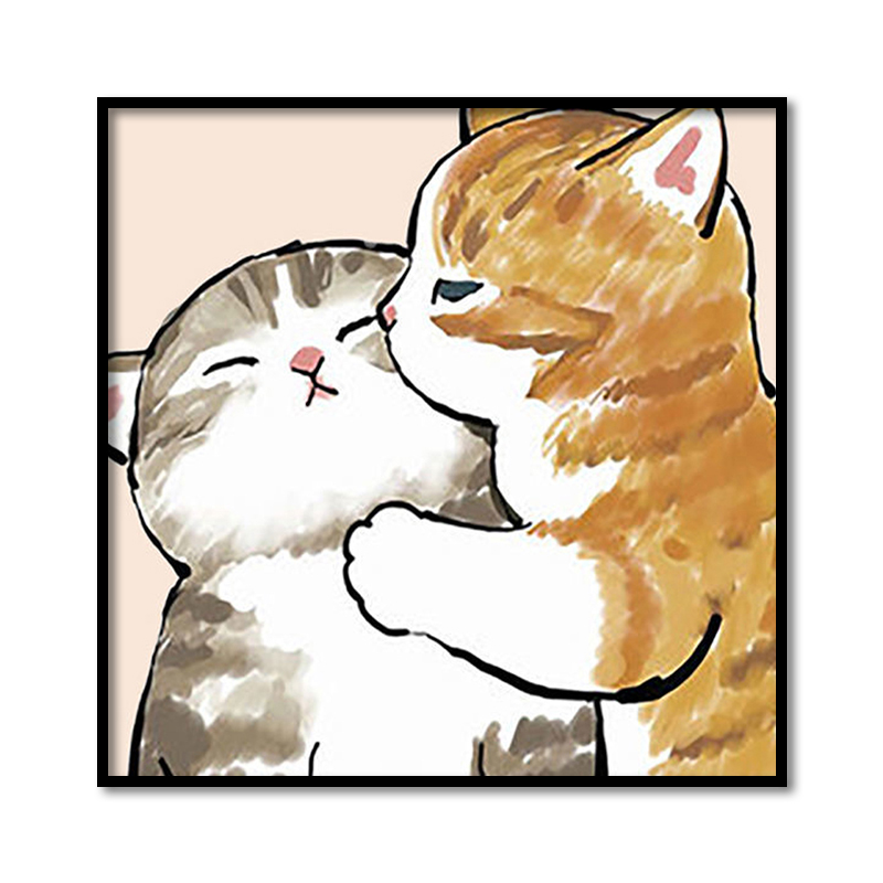 极速北欧ins风猫咪diy数字油画手工填充涂色手绘客厅可爱丙烯装饰图片