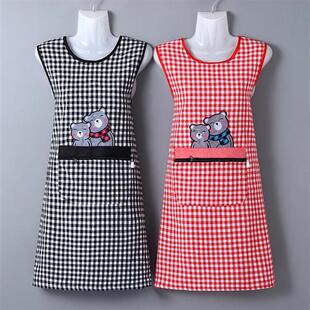 无袖 罩衣家用厨房防污工作服日系 纯棉2021新款 极速加长围裙女夏季