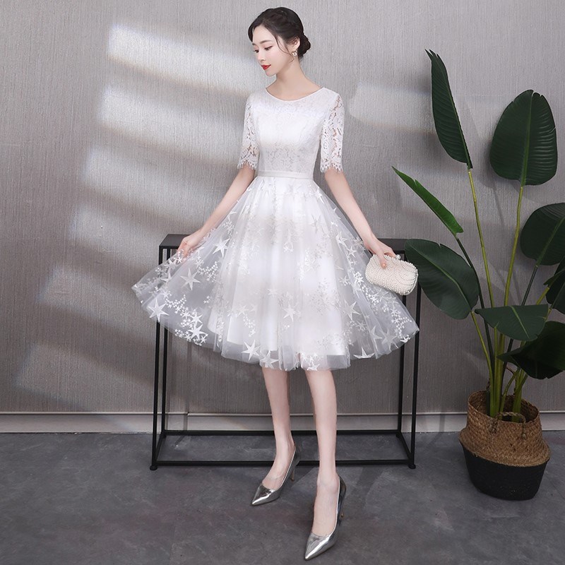 极速18岁成年礼女生礼服十八公主裙超仙小个子钢琴表演白色晚平时