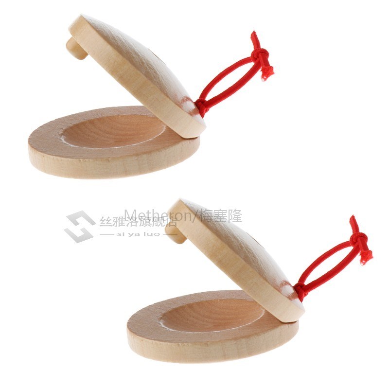 A Pair Wooden Castanets Wood Percussion Flaco Musical Instru