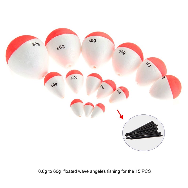 15/10/8/6pcs/Set EPS Fishing Floats Set 0.8g-60g Sea Fish Fl