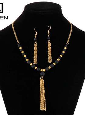 Necklace Earring Set Tassel Stainless Steel Ladies Natural S