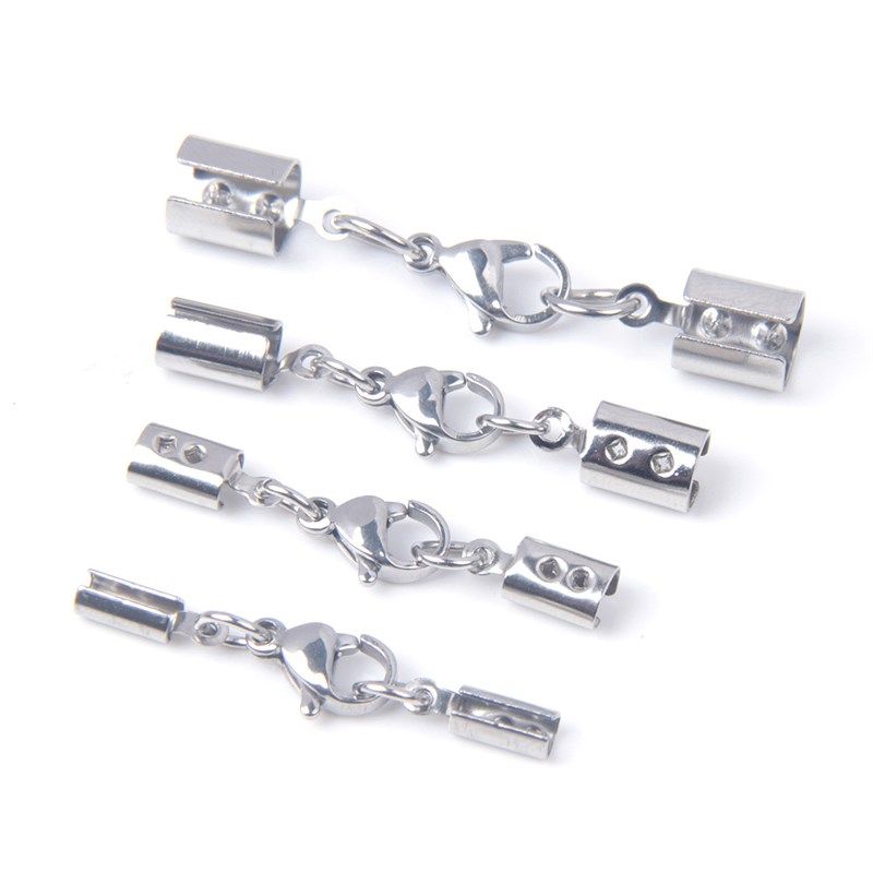 10pcs/lot Stainless Steel Leather Cords Lobster Clasps Hooks