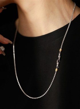 9.24宝家高定S925纯银唐草纹双扣头龙骨链项链女小众设计感毛衣链