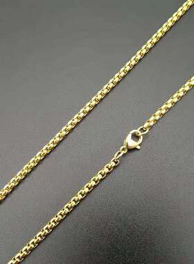 MM时尚潮流钛钢项链男女情侣镶钻长方形宝石绿红兰白黑色金色生日