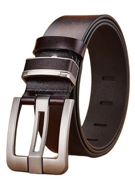 alloy Mens leather pin buckle genuine jeans belt fashion bu