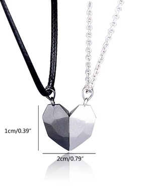 2Pcs Magnetic Couple Necklace Lovers Heart Pendant Distance