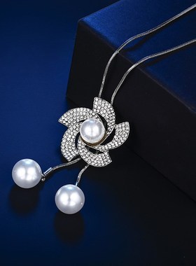 2021跨境新品 韩版时尚旋转风车简约百搭毛衣链服饰长版吊坠