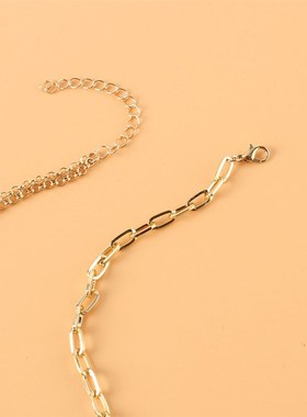 跨境双层镂空圆圈吊坠颈链女 ins小清新欧美个性气质锁骨链 17730