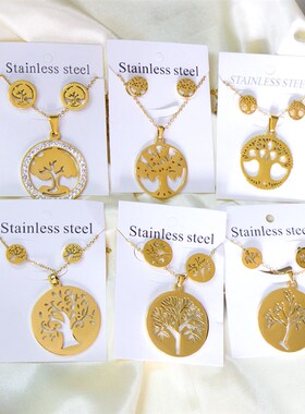 acier inoxydable bijoux Round Big ree Pattern Pendant Neckla