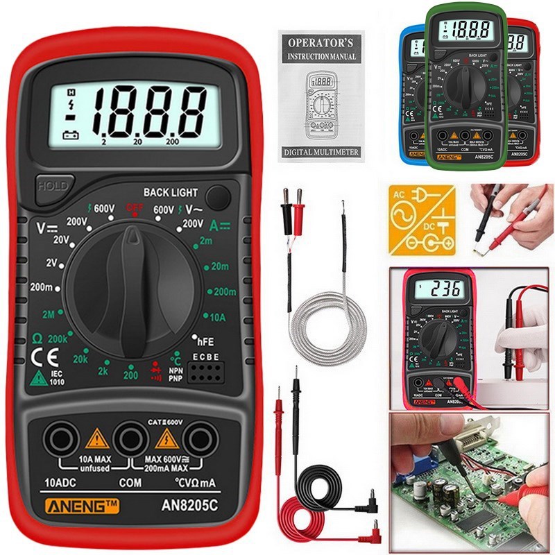 AN8205C Digital Multimeter /DC Ammeter Volt Ohm Tester Meter