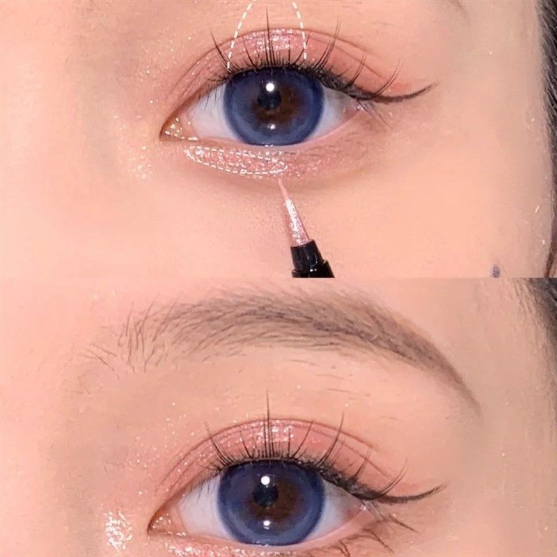 截断式碎钻眼妆浅粉色高光卧蚕笔提亮持久不晕染防水纤细眼线液笔