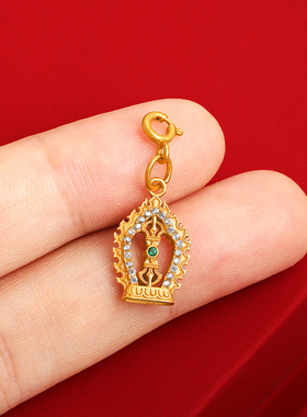 S925纯银镀金金刚杵吊坠镶锆石项坠文玩卡子计数手串diy配饰挂坠