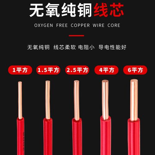 好货电线2.5国标4平方铜芯线家用硬线1.5/6纯铜阻燃ZRBV单芯电线