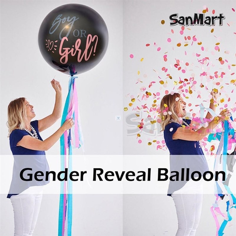 极速36 Inch Black Gender Reveal Latex Balloon Boy or Girl