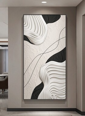 好货黑白线条肌理玄关装饰画创意抽象现代简约入户门挂画走廊过道