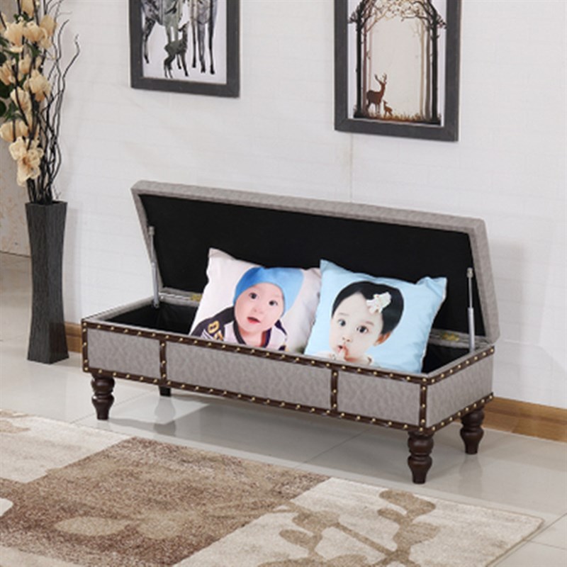 新品美式实木脚凳床尾凳沙发皮凳服装店铺商场换鞋凳储物凳长凳子