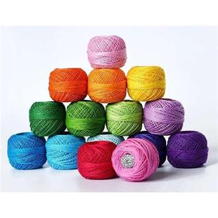 8号蕾丝线10g15色套装微钩线手鞠球绣线DMC替代非奥林巴斯