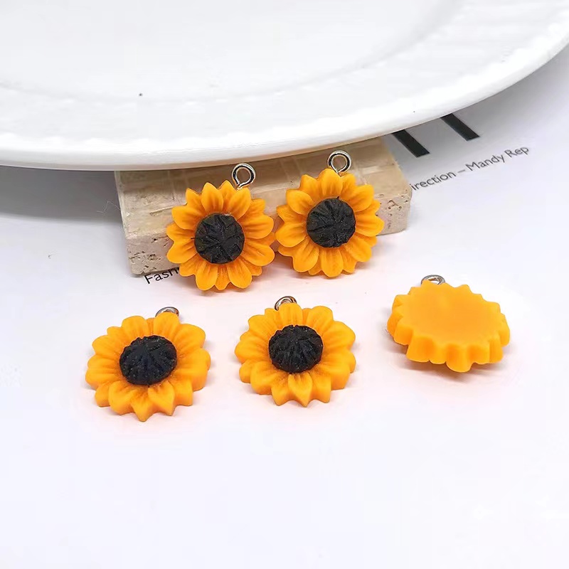 10pcs 25/30mm Simulation Sunflower Cute Charms For Pendant D