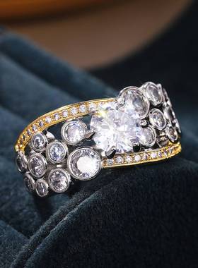 Cao Shis new color separation ring is full of round zircon