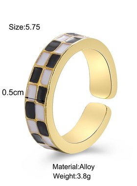 Blue ring girl rings 蓝色棋盘格子滴釉戒指女开口戒可调节指环