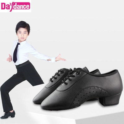 Men Latin Dance Shoes Black Low Heels Ballroom Dancing Shoes