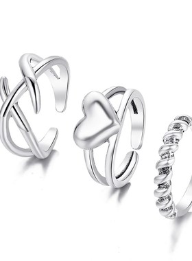 Love ring set 3 pieces 爱心戒指组套3件套网红交叉开口关节戒女