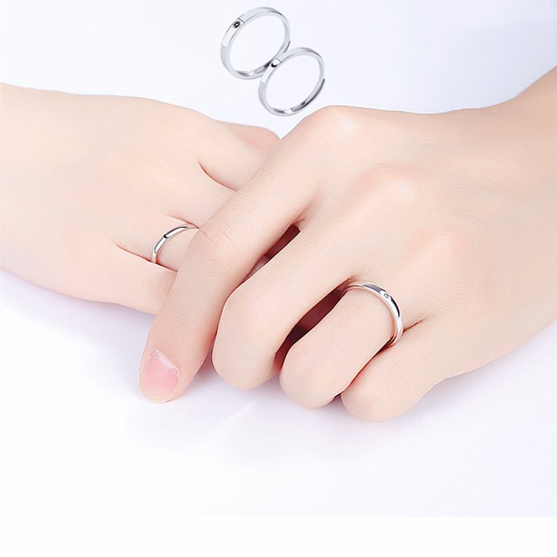 2 Pcs Sun Moon Lover Couple Rings Simple Opening Ring For Co