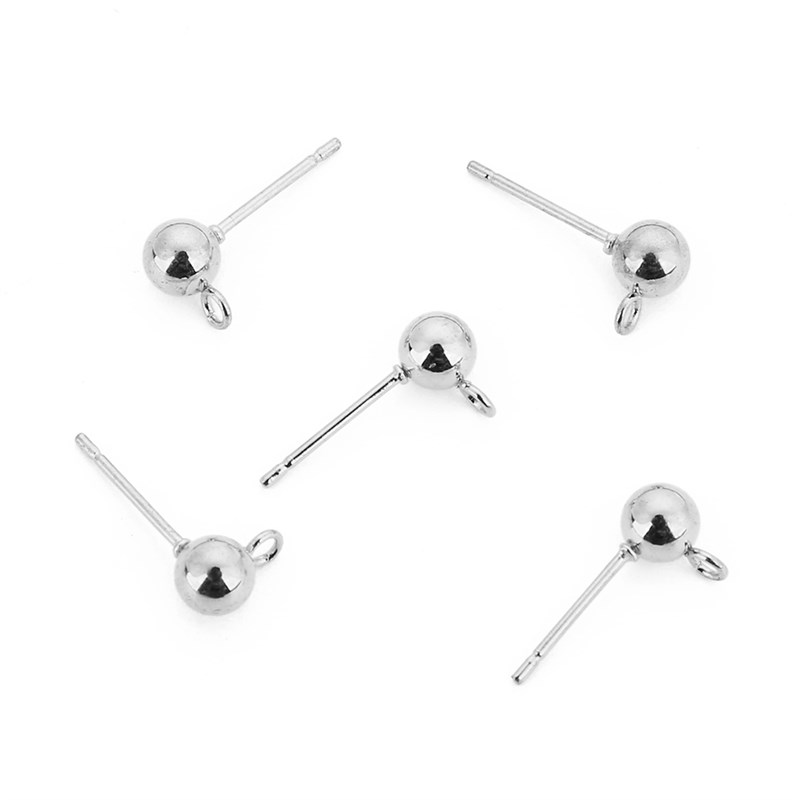 20pcs/lot Surgical Stainless Steel 3 4 5 6mm Round Ball Earr