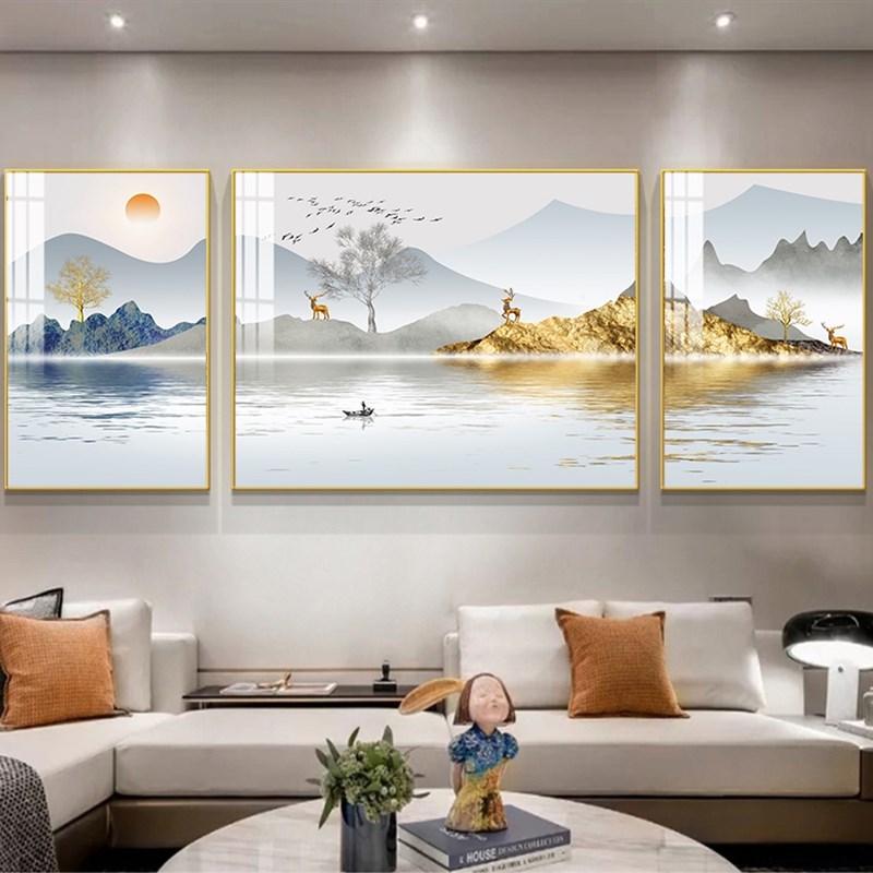 江山如此多娇客厅装饰画沙发背景墙山水画挂画风水新中式招财网红