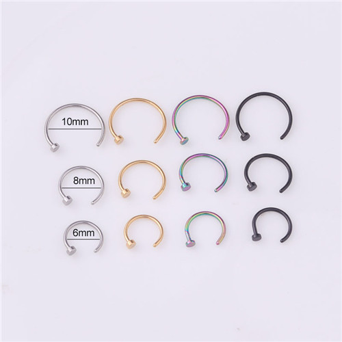 1pc/lot 6/8/10mm Punk Stainless Steel Fake Nose Ring C Clip