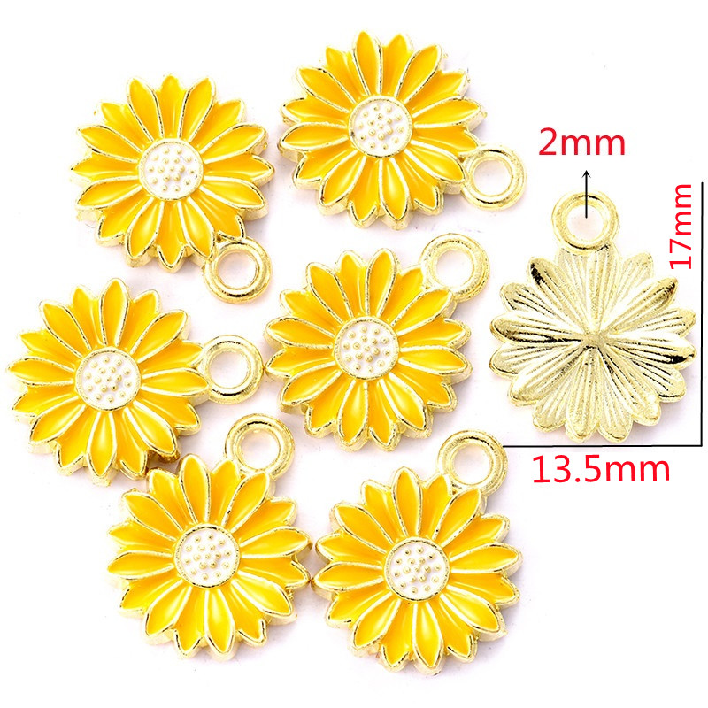 10Pcs 7Colors Zinc alloy Metal Enamel Colorblock Daisies Cha