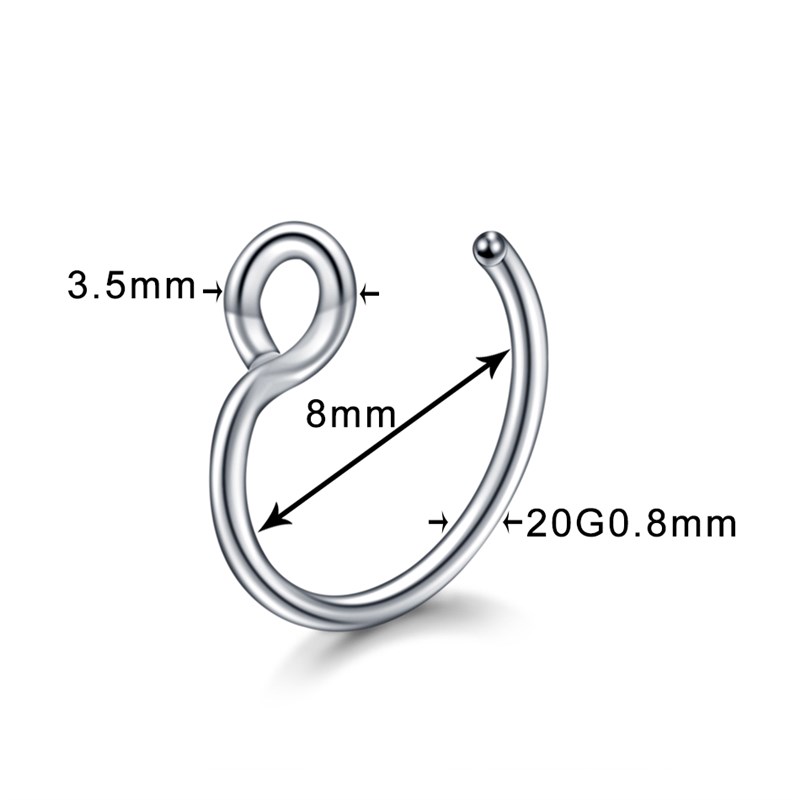 1Pc Stainless Steel Fake Nose Ring Hoop Septum Rings C Clip
